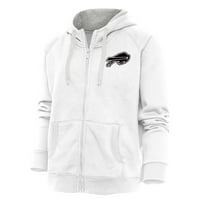 Ženski antigua bijeli bivolski računi Metalik logotip pobjeda punog zip hoodie