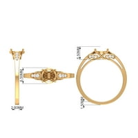 Okrugli prsten sa dijamantima sa dijamantima za žene, srebro, US 5,50