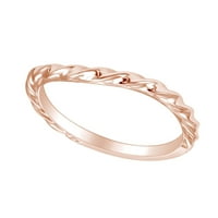 Okrugli oblik konopskog užada Enagement prsten 14K čvrstog ruža Zlatna prstena veličine-9,5