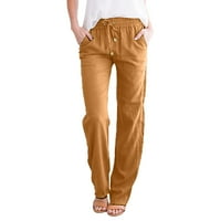 Cikeobv ženske hlače Žene casual hlače Čvrsti pamučne pantalone sa džepom dugih hlača široke pantalone