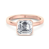 Paige - Moissite Asscher Cut Lab Diamond Bezel Set Solitaire Angažman prsten