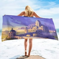 Fantasy dvorac ručnik za plažu plavi nebo i bijeli oblaci ručnici za kupanje za odrasle djeca mikrovlakana