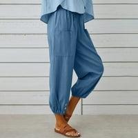 Žene modne obrezirane hlače Udobni džepovi široke pantalone za noge