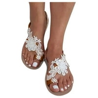 Sandale za ženu Ljeto čipka cvijeta Otvoreni prsti Ležerne prilike Komforne rimske papuče bijele veličine