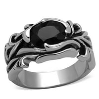 TK - visoki polirani prsten od nehrđajućeg čelika sa sintetičkim sintetičkim staklom u mlazu