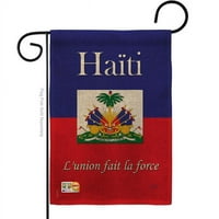 Breeze Decor BD-CY-G-108167-IP-DB-D-US13-BD 18. u. Haiti Burlap zastave svjetskog državljanstva Utisci