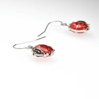 Delight nakit silvertonski emotikon: -) - Naginjanje - Red Lucky Ladybug ogrlica i viseći naušnice