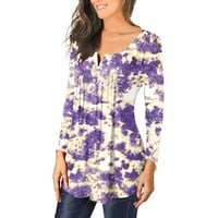 Lenago Ženske vrhove Ležerne majica, rublje dugih rukava okrugli izrez Ruched pulover bluza, majice