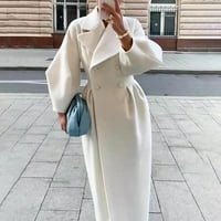 Moderna jakna za žene Modni retro stil rukava veliki rever vuneni kaput dugačak kaput