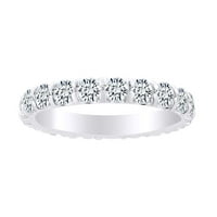 2. Okrugli oblik karata Bijeli prirodni dijamant vječni vjenčani prsten 18k čvrsto bijelo zlato zvona