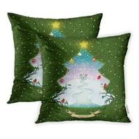 Spring zeleni silueta Božićna drvca i igračke ptice Kardinalni jastuk Kardinal jastuk