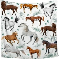 Faty-T cvjetni cvjetni pliša flanel pokrivač za odrasle, meka ugodna konja pokrivač za ljubitelje konja