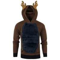 Outfmvch Hoodies za muškarce jesen zima Xmas Hoody Fe ather s kapuljačom božićne kontrastne boje 3D