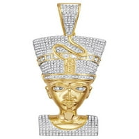 Jewels 10kt Žuto zlato Mens Round Diamond Nefertiti faraoh Privjesak Charm 1- CTTW