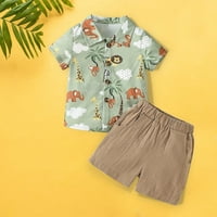 Bjutir Dvije odijelo za djevojčice Toddler Baby Boys Gentleman Cartooon životinjski print T majice +