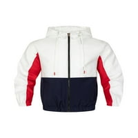 Niuer Muška jakna puna zip parka kaput za crtanje dvostruko sloj odjeća s kapuljačom bijele m