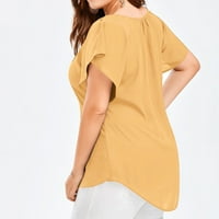 Ženske ljetne majice Plus size Šifonske kratke rukave Bluze pune boje Bluze Flutter rukava Kroket V