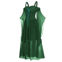 Ne propustite Himeway Women Plus Veličina hladnog ramena leptir rukava HOLLWEEN Gothic haljina zelena