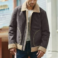 Muškarci plus veličina zimski kaput rever ovratnik dugih rukava podstavljena kožna jakna Vintage zgušnjava