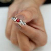 Laboratorija je stvorio ruby ​​solitaire prsten sa moissine, dizajnerski prsten - AAAA razred, 14k bijelo