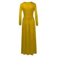HOMCHY ženske haljine za ispis džepa Dress Dress Yellow M