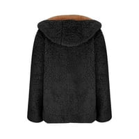 WHLBF zimski kaputi za žene plus veličine, ženske pune boje dugih rukava sa kapuljačom s kapuljačom