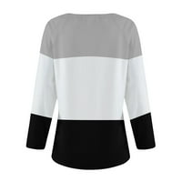 Cuoff ženske modne bluze Košulje padaju jesen zimski ležerni temperament V-izrez u boji blok za spajanje