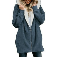 Cardigan za žene Ženske solidne predimenzionirane patentne kapute sa kapuljačom Kardni kaput s džepom