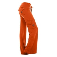 Funicet teretni pantalone za žene visoki struk rastezanje vrećica višestruki džepovi opuštene fit ravne