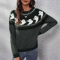 Hueook majice za žene plus veličine s dugim rukavima otisnuta modna ležerna bluza okrugla pulover majice