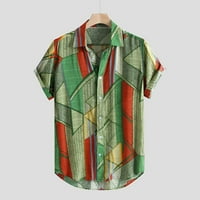 MENS Etnic Style Ljeto Kratki rukav labav gumb Ležerne bluze za bluze