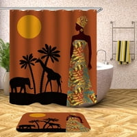 Goory Drevna egipatska za zavjese za tuširanje Afrika Old Faraoh tradicionalna antička kultura Vodootporna tuš za zavjese za kupaonicu s grmljavim kukama Zlato crveno žuti
