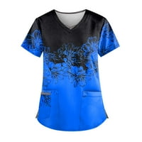 Žene ljetne vrhove kratkih rukava plačka odjeća grafički ispisi Žene košulje za posadu plavi s