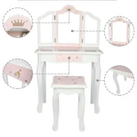 KTAXON DETING stolni stol za stol za stol sa sklopivim ladicama za hlađenje ogledalom ružičastom