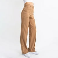Žene Ljetne duge casual hlače Čvrste pantalone u boji ravne tanke noge elastične visoke strukove hlače