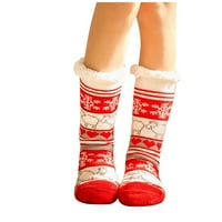 CUOFF-ove kompresijske čarape za žene božićni pamuk Print Deblje podne čarape za tepihe