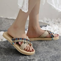 Ženske sandale tkane papuče imitacija ravne plaže slame i flip papuče i papuče cipele