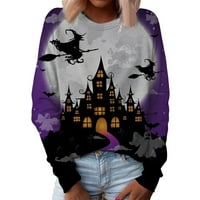 Apepal ženski kauzalni Halloween Print pulover dukserice bluza ljubičasta 2xl