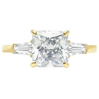 3CT Asscher Cut White Sapphire 18K žuti zlatni godišnjica Angažmane kamene prstene veličine 8