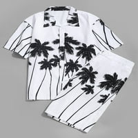 Muški klasični kokosov dlan ispisana havajska majica i kratke hlače na plaži bijeli s