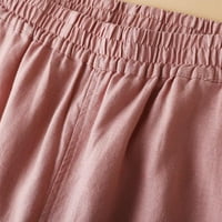 Oalirro casual pantalone za žene visoke strukske hlače široke noge kapris za žene pamučne posteljine