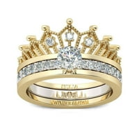 GLANJSKE BIRCH Odvojive žene krune kristone prsten za prste vjenčanja mladenka nakit poklon legura Beige