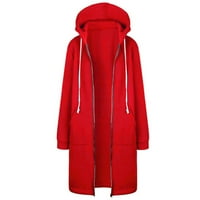 Outfmvch duksevi za žene patentni zatvarač s kapuljačom s kapuljačom dugačak kaput jakna Oplaća ženske