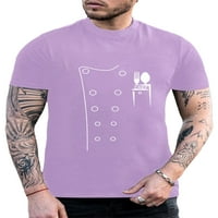 Bomotoo Muška bluza s kratkim rukavima Ljetni vrhovi Pismo Ispis T majica Loop Fit Pulover Svakodnevno nošenje Basic Tee Purple 3xL