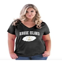 Mama omiljena - ženska majica plus veličine V-izrez, do veličine - Rhode Island