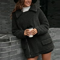 Absuyy zimski kaputi za žene Cardigan s dugim rukavima Fleece Solid Bool Casual Topla jakna crna veličina