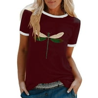 Majice za ženske majice za žene Ležerne prilike Ispiši O-izrez Labavi bluza kratkih rukava Pulover TEE