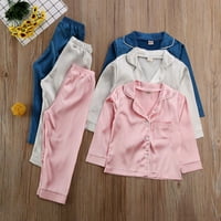 Mialeoley Kids Uni Pajama set, solidne rukave na vrhu + pantalone NightRress