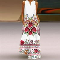 Awdenio Ljetne haljine za žene čišćenje Ženska casual duga haljina sa prugastom cvjetnim printom maxi