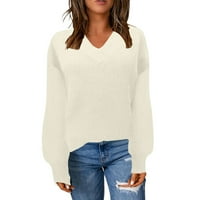 Ketyyh-Chn džemper za žene Vintage Dukserirt ženski pulover vrhove bež, m